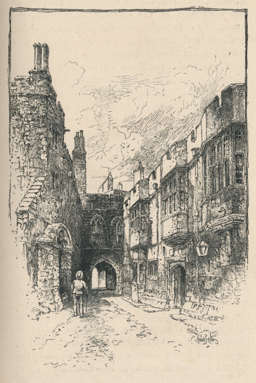 Portão do Norte e Biblioteca, da King Johns Tower, 1895 de Unbekannt