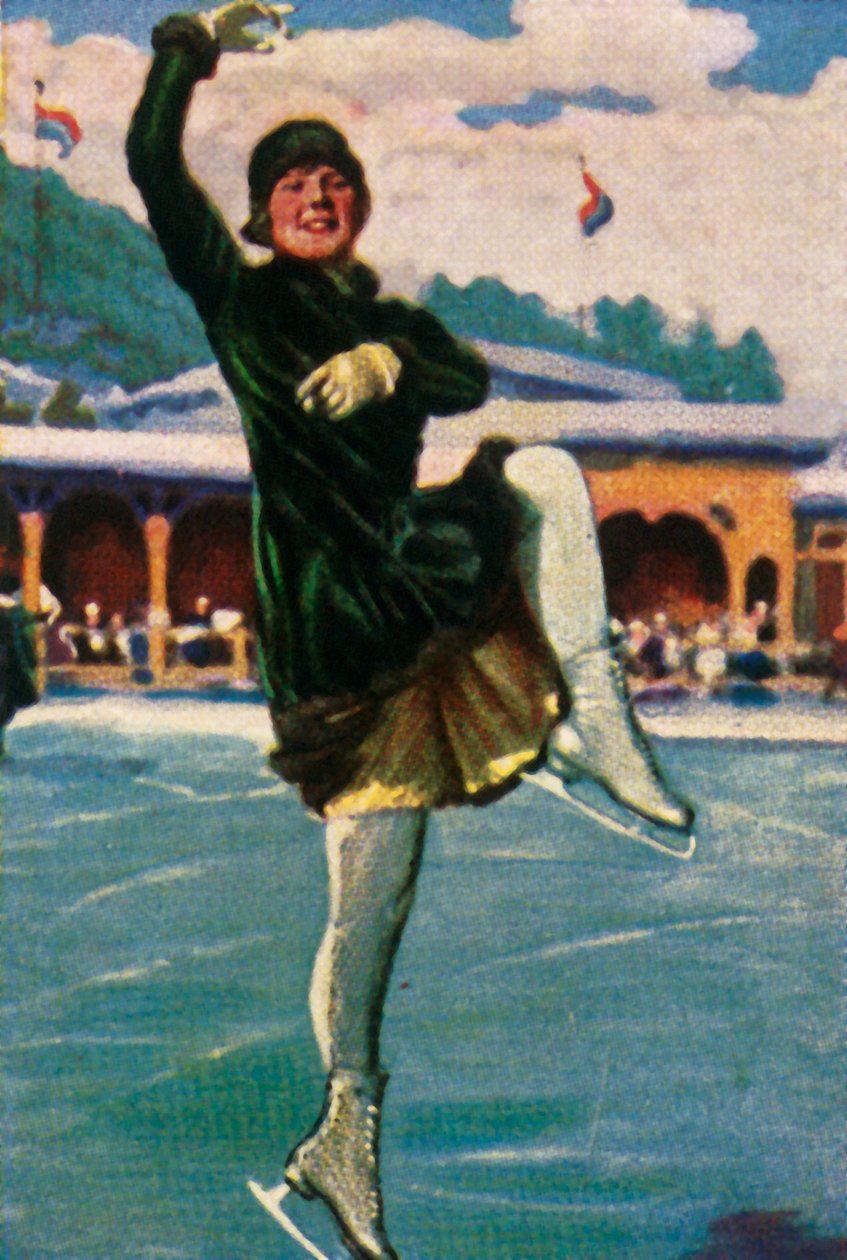 Patinadora artística e estrela de cinema norueguesa Sonja Henie, 1928. de Unbekannt