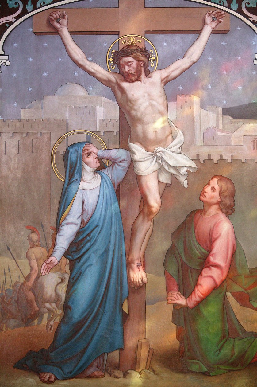 Notre Dame de Paris pintura da catedral : Jesus na cruz olhando para Maria Paris França de Unbekannt