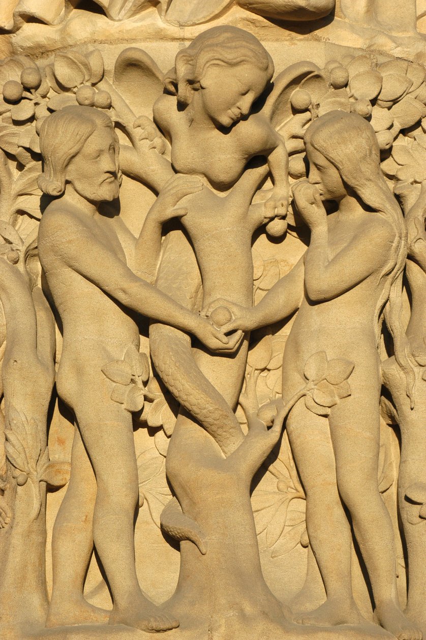 Escultura da catedral de Notre Dame de Paris : Adão e Eva, Paris, França de Unbekannt