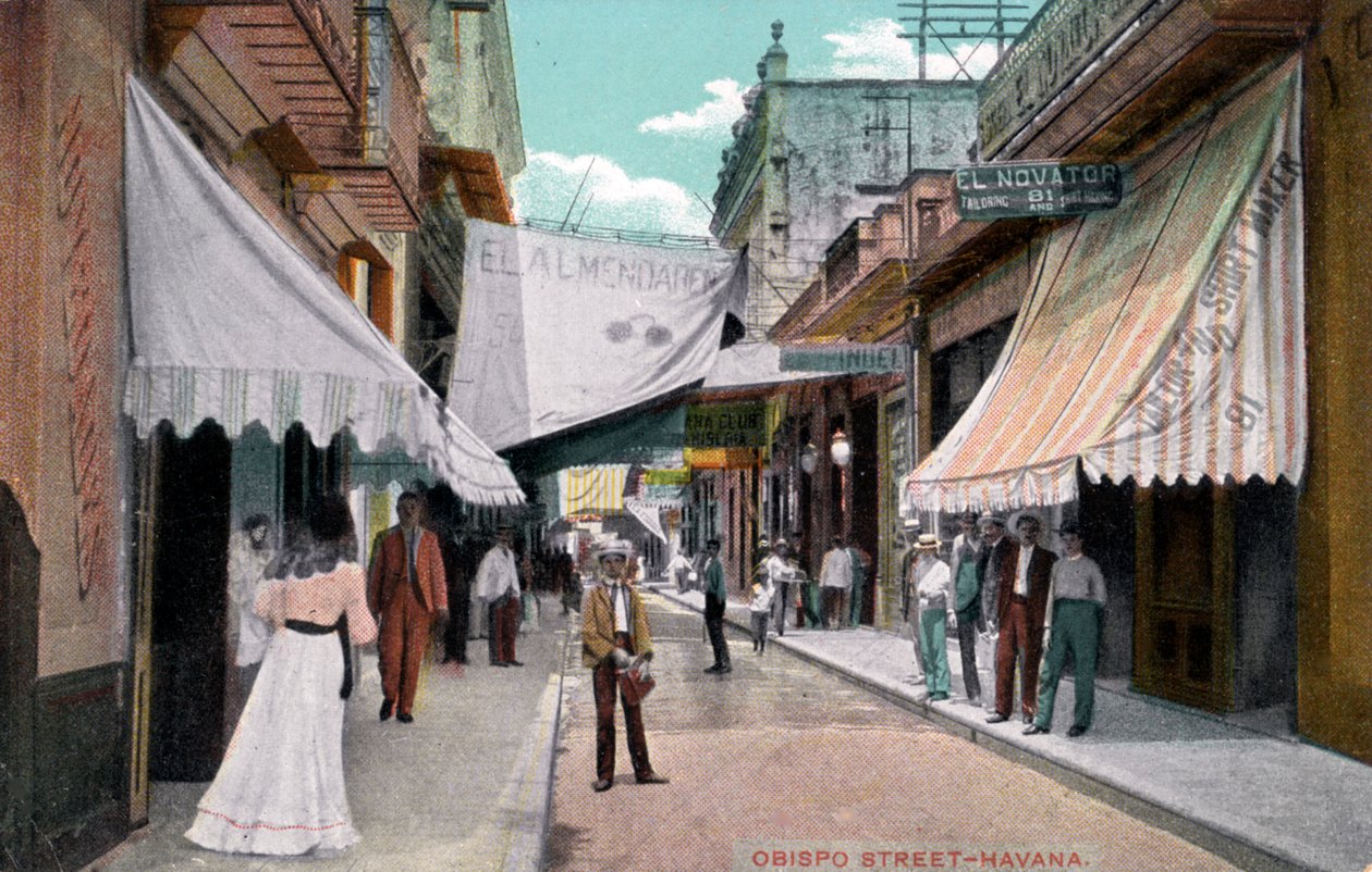 Obispo Street, Havana, Cuba, início do século XX de Unbekannt