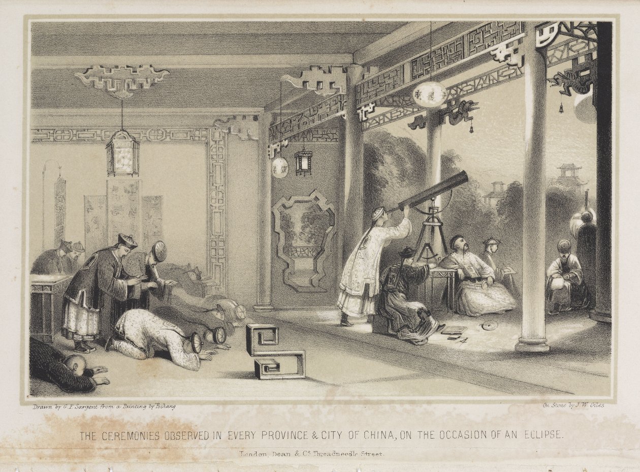 Observando um eclipse na China, c 1836 de Unbekannt