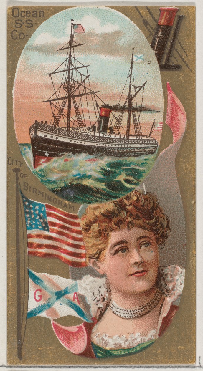 Ocean Steamship Company, da série Ocean and River Steamers N83 para a marca Duke cig..., 1887. de Unbekannt