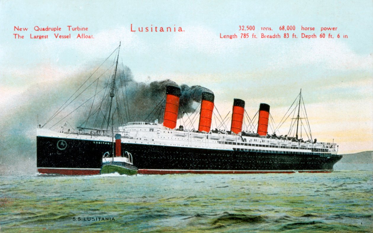 Transatlântico RMS Lusitania, século 20 de Unbekannt
