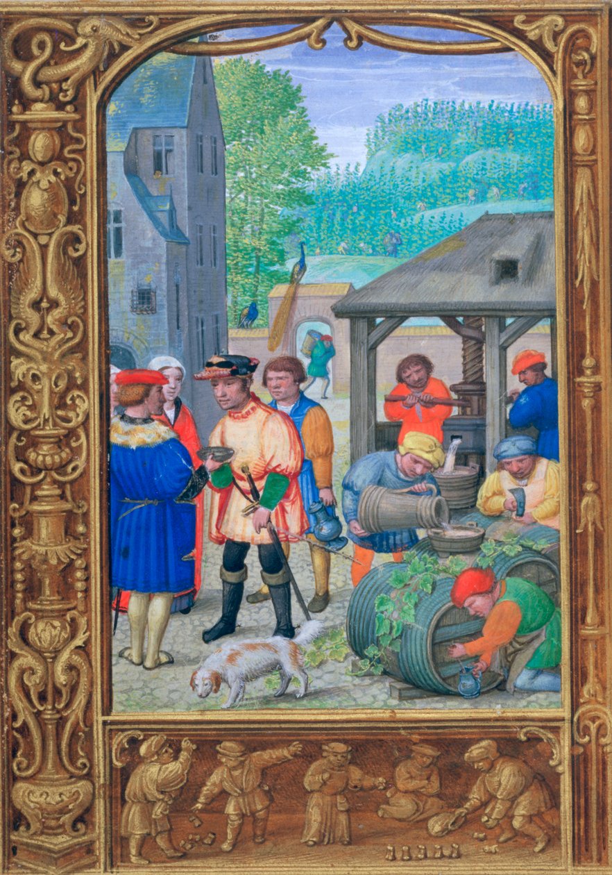 Outubro, produção de vinho, início do século XVI de Unbekannt
