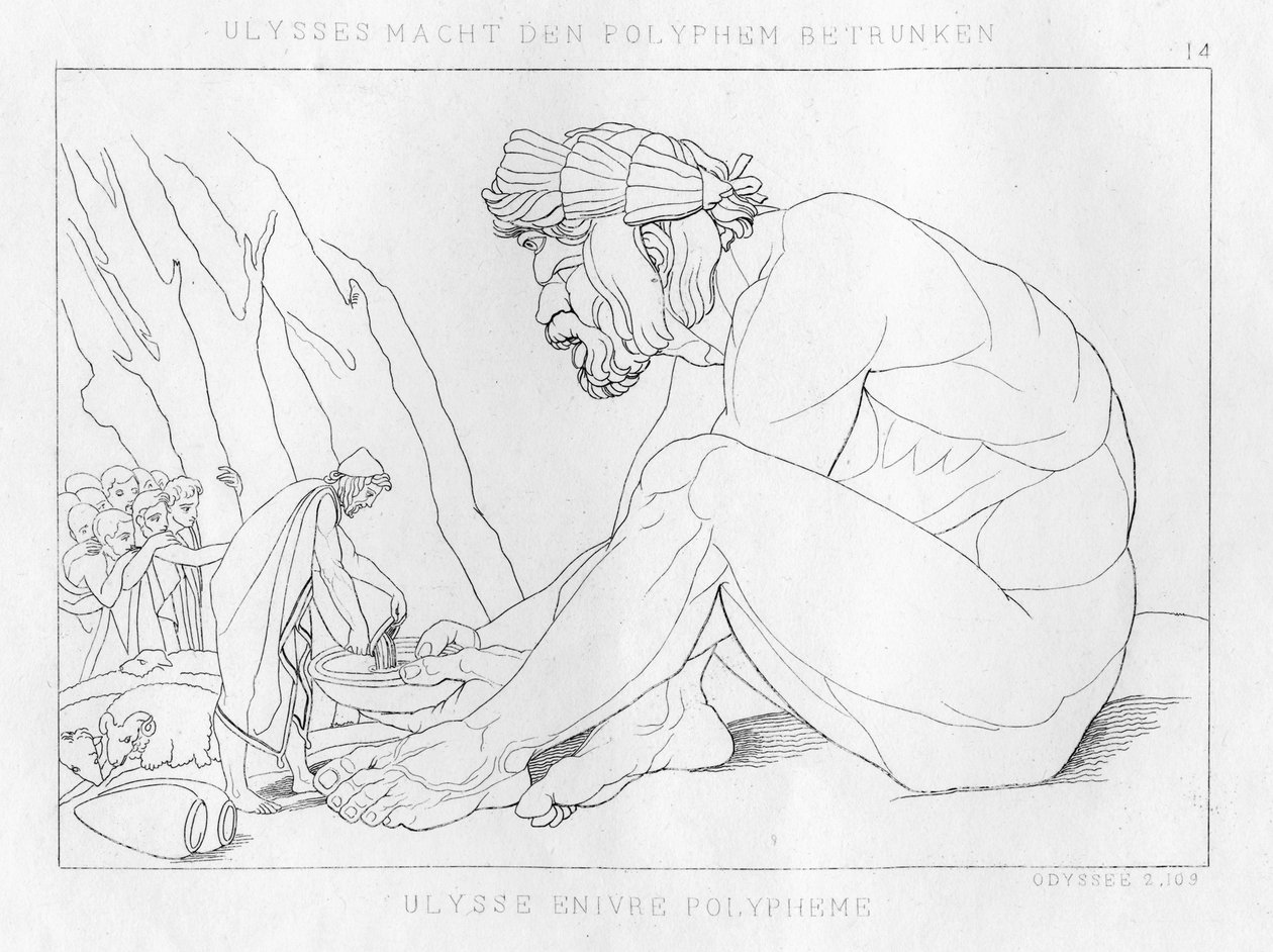 Ulisses bebendo com Polifemos, o ciclope, c1833 de Unbekannt