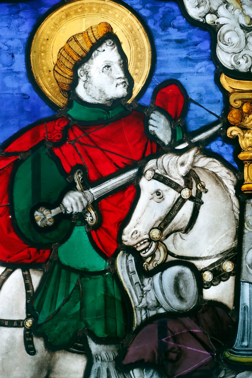 Oeuvre Notre-Dame Museum, Painel de vidro manchado com a Caridade de Saint Martin, Estrasburgo, França (foto) de Unbekannt