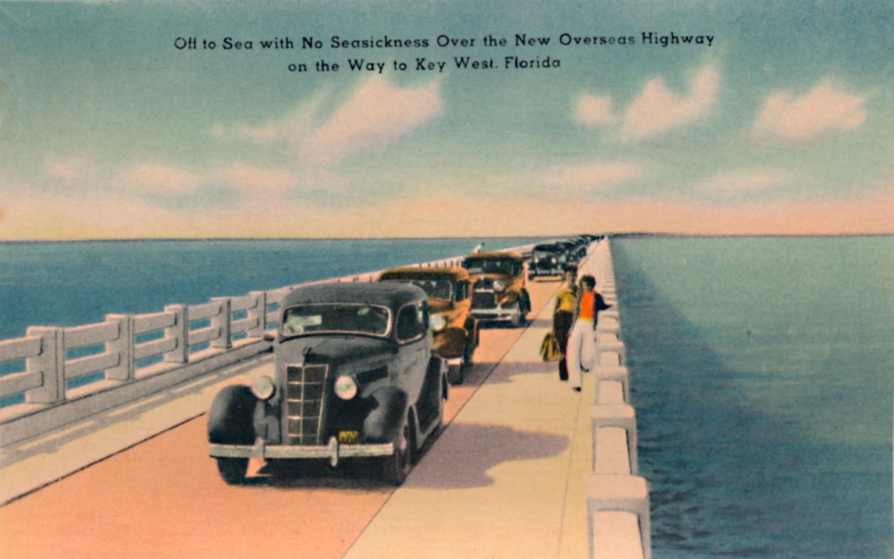 Fora para o mar sem enjôo, nova estrada no exterior para Key West, Flórida, c1940s de Unbekannt