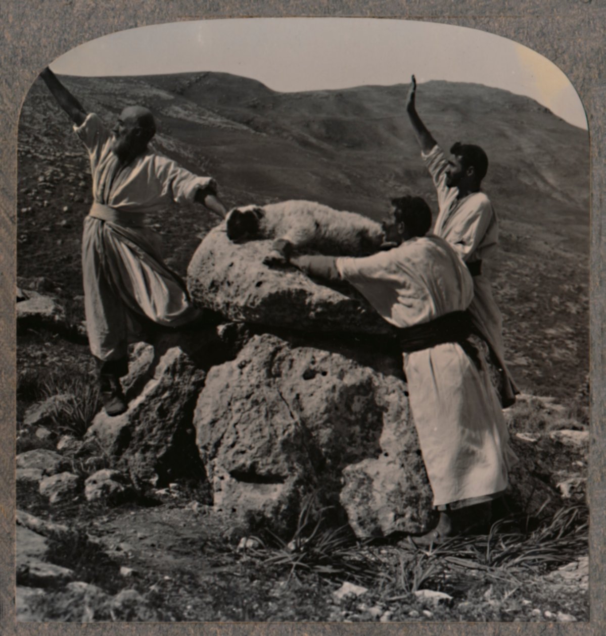 Oferecendo sacrifício de cordeiro no Altar, Moreh, c1900 de Unbekannt