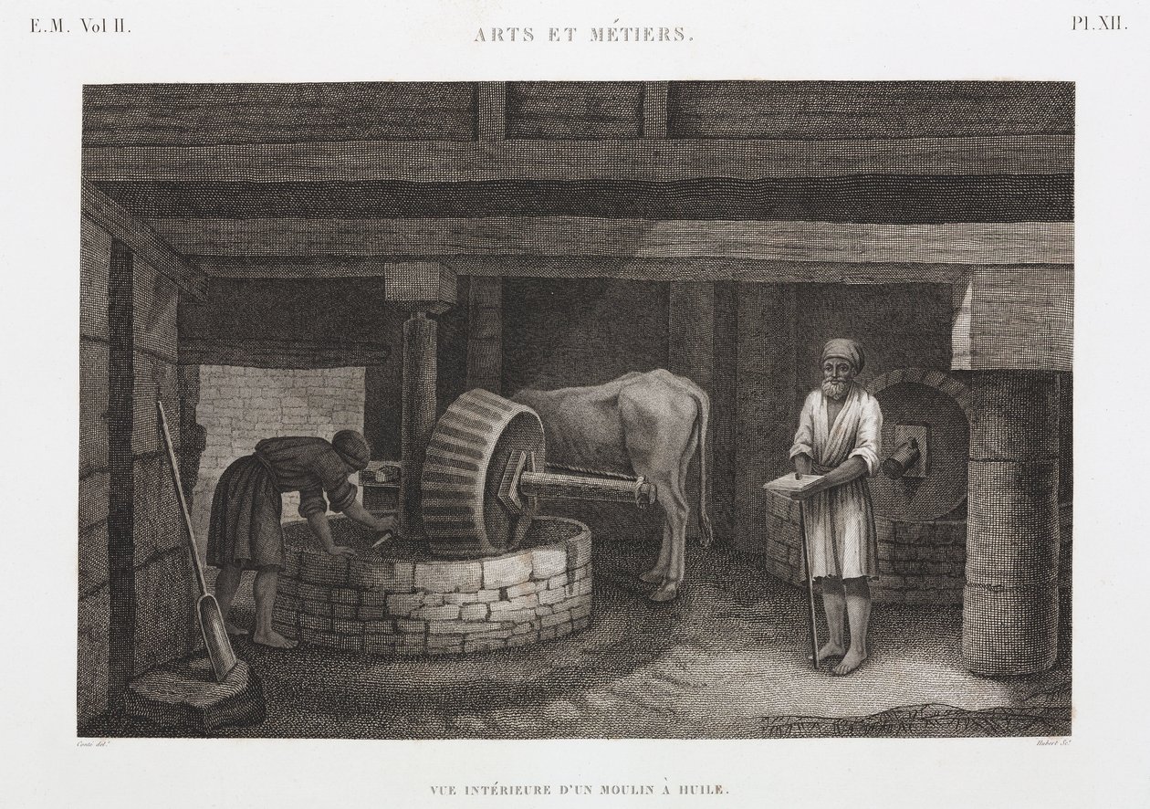 Óleos, Gorduras e Ceras Moinho de óleo, Egito, c 1798 de Unbekannt