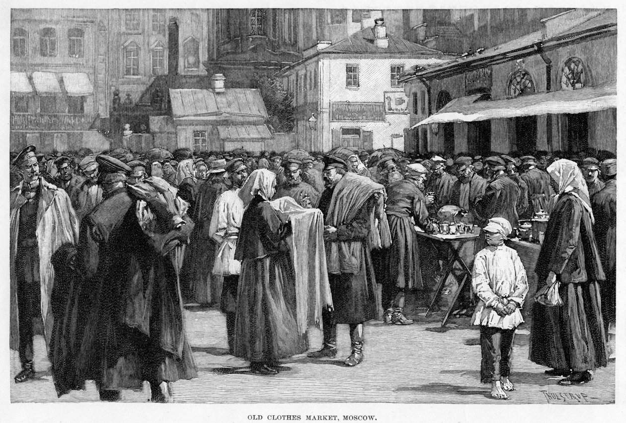 Mercado de roupas velhas, Moscou, século c19 de Unbekannt