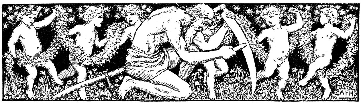 Velho Pai Tempo afiando sua foice, 1891 de Unbekannt
