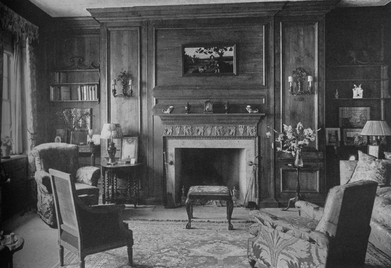 Painéis georgianos antigos no escritório da senhorita Morgans, casa da senhorita Anne Morgan, Nova York, 1924 de Unbekannt