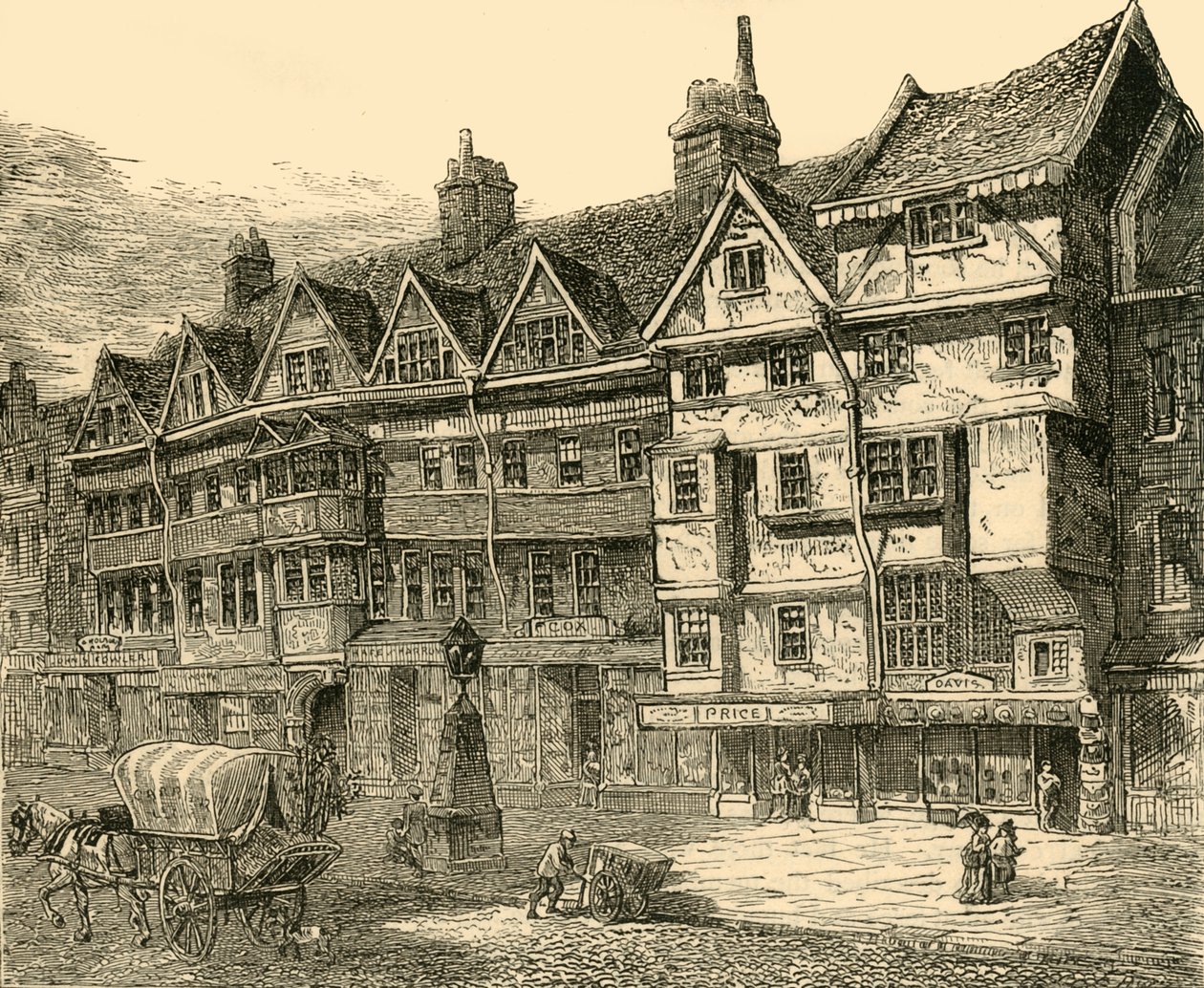 Casas antigas em Holborn perto da linha do meio, c1872. de Unbekannt