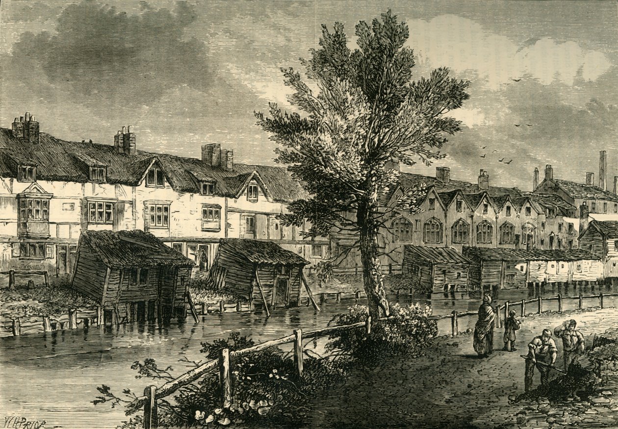 Casas antigas na London Street, Dockhead, por volta de 1810, c1878. de Unbekannt