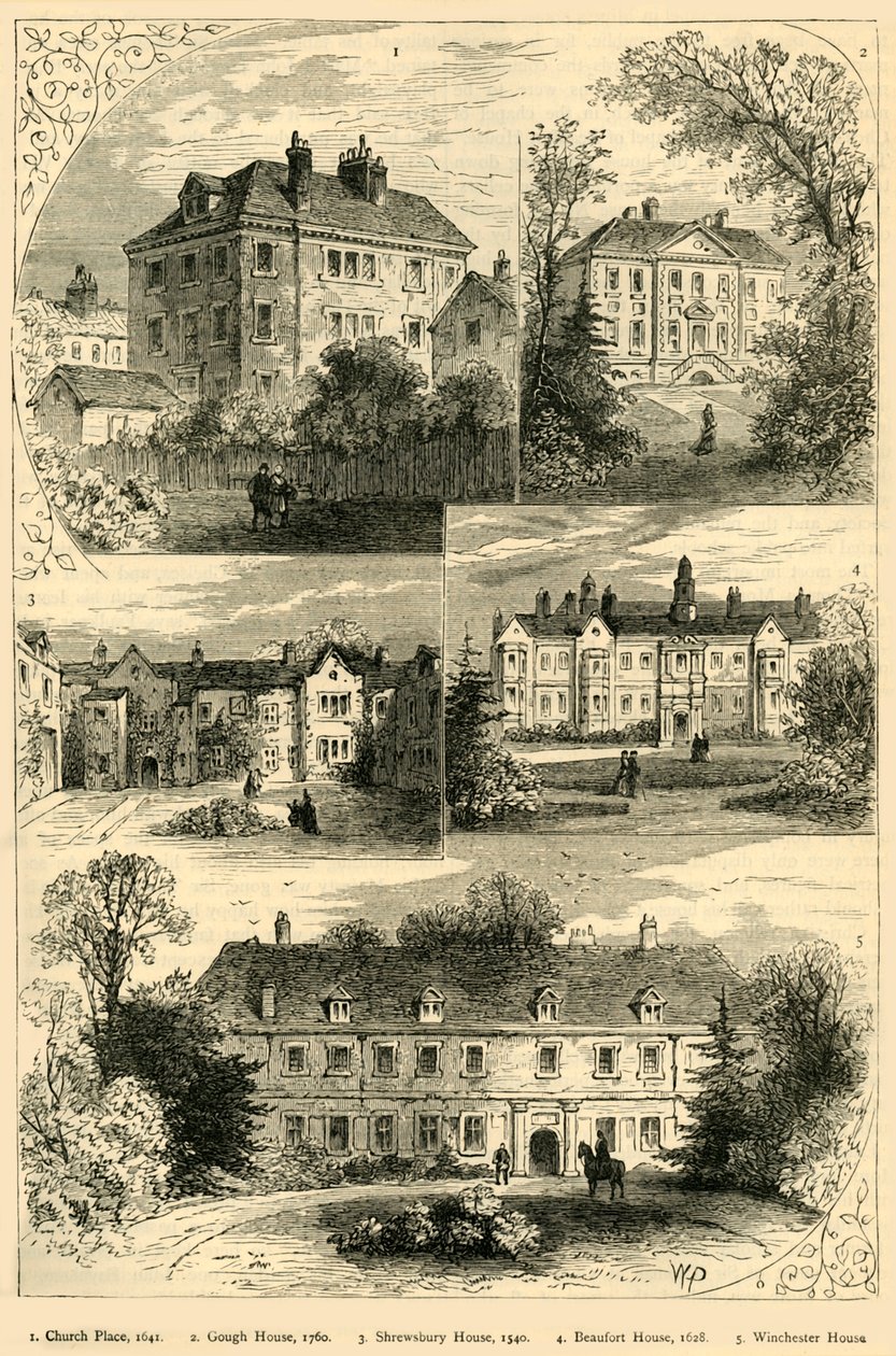Mansões antigas em Chelsea, c1876. de Unbekannt