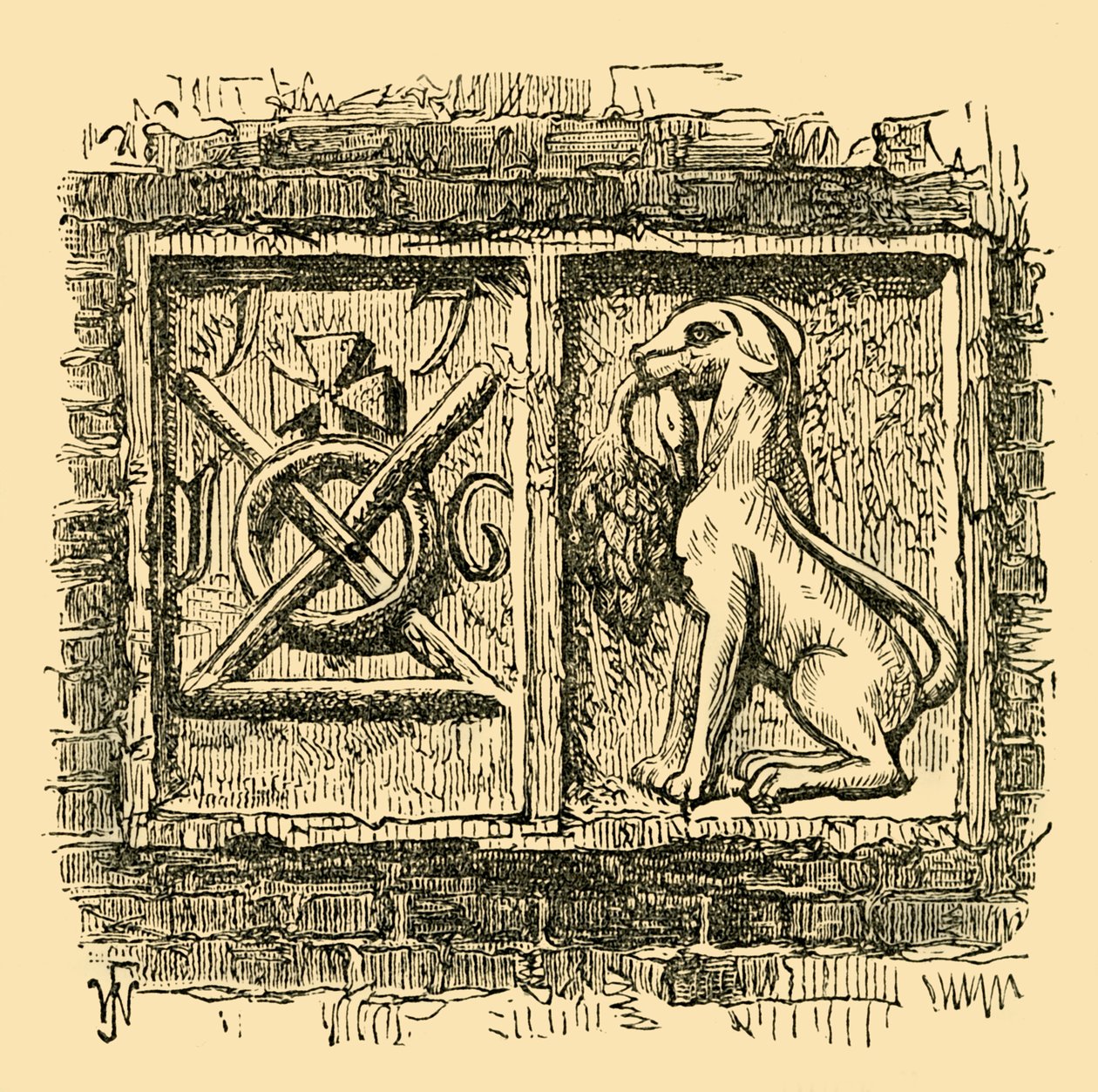 Antigo sinal do cão e pato., C1878. de Unbekannt