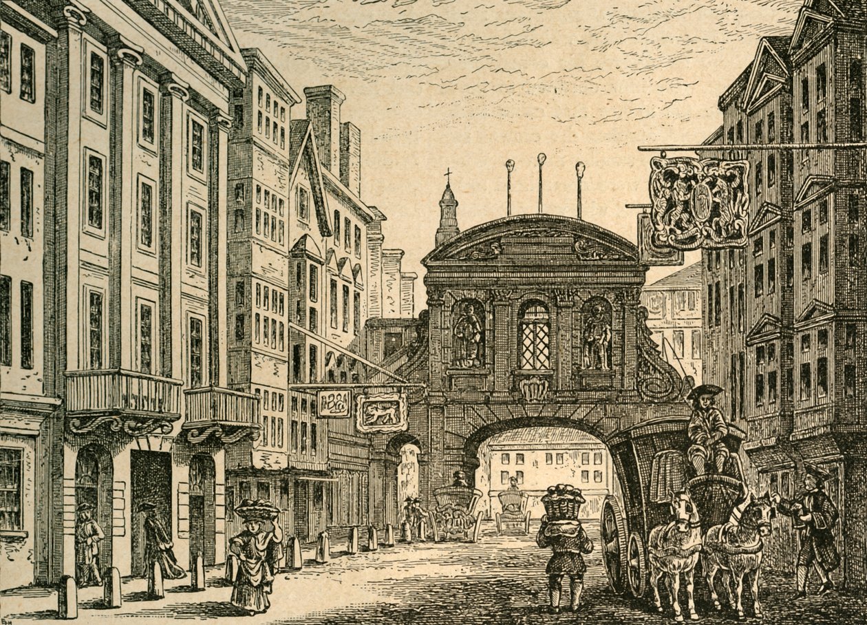 Old Temple Bar e a Devil Tavern, 1897. de Unbekannt