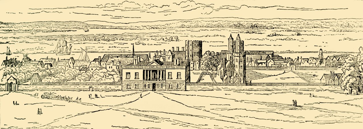 Antiga visão do Palácio de Greenwich. Depois de Hollar., C1878. de Unbekannt