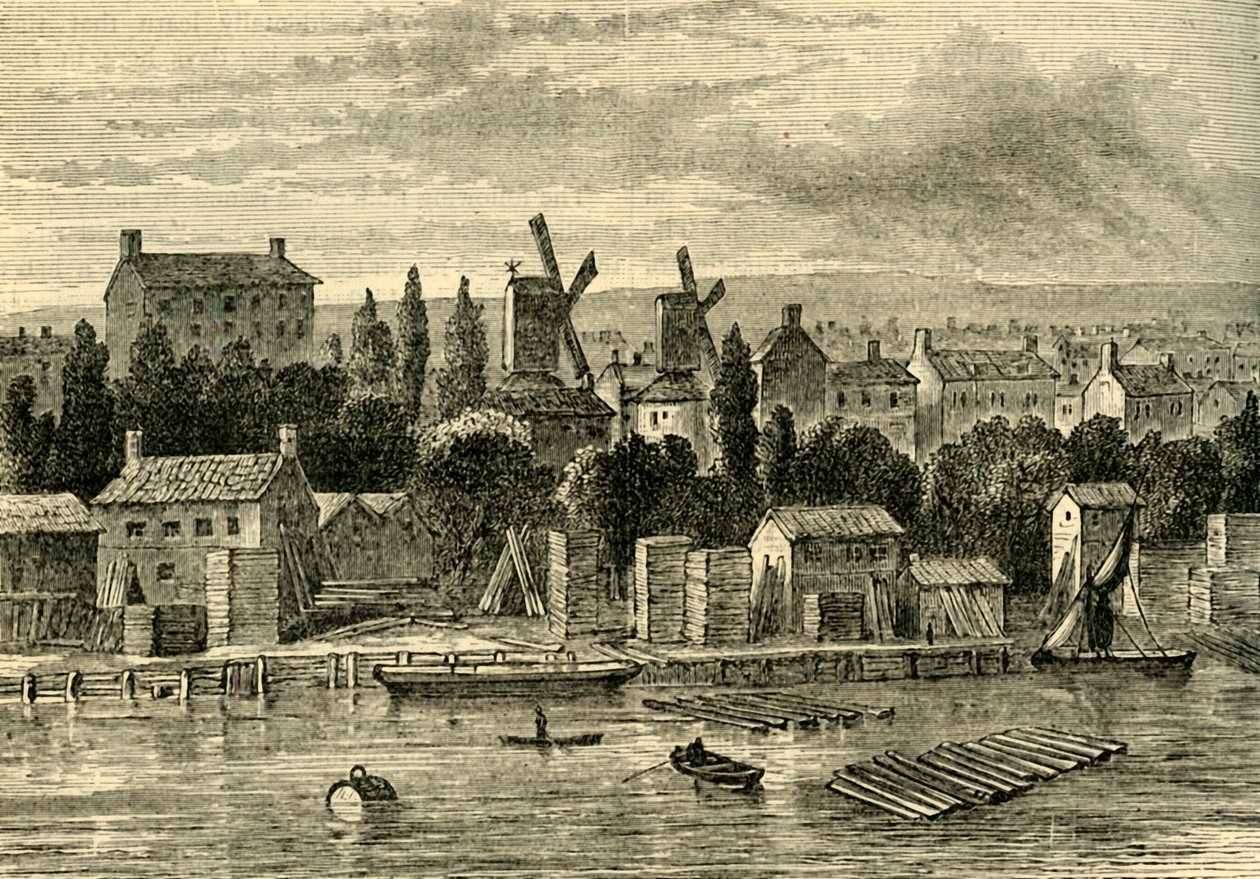 Moinhos de vento velhos em Lambeth, por volta de 1750, c1878. de Unbekannt