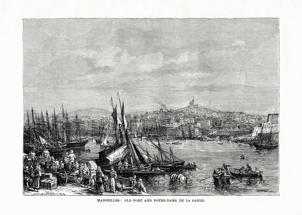 Porto velho e Notre Dame de la Garde, Marselha, França, 1879 de Unbekannt