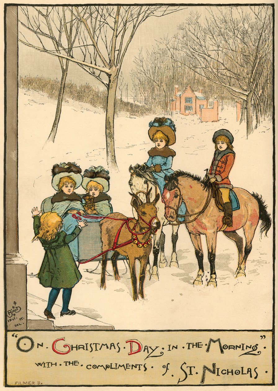 No dia de Natal pela manhã, com os cumprimentos de São Nicolau, 1883. de Unbekannt