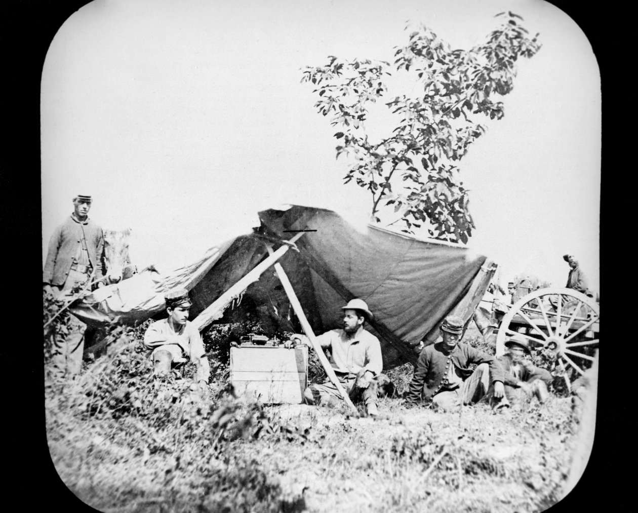 Uma das estações de General Grants Union Field Telegraph durante a Guerra Civil Americana, 1861-1865 de Unbekannt