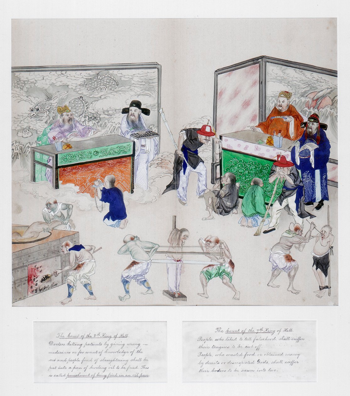 Um de um conjunto de pinturas dos Dez Tribunais do Inferno, dinastia Qing, China, c1800-1849 de Unbekannt