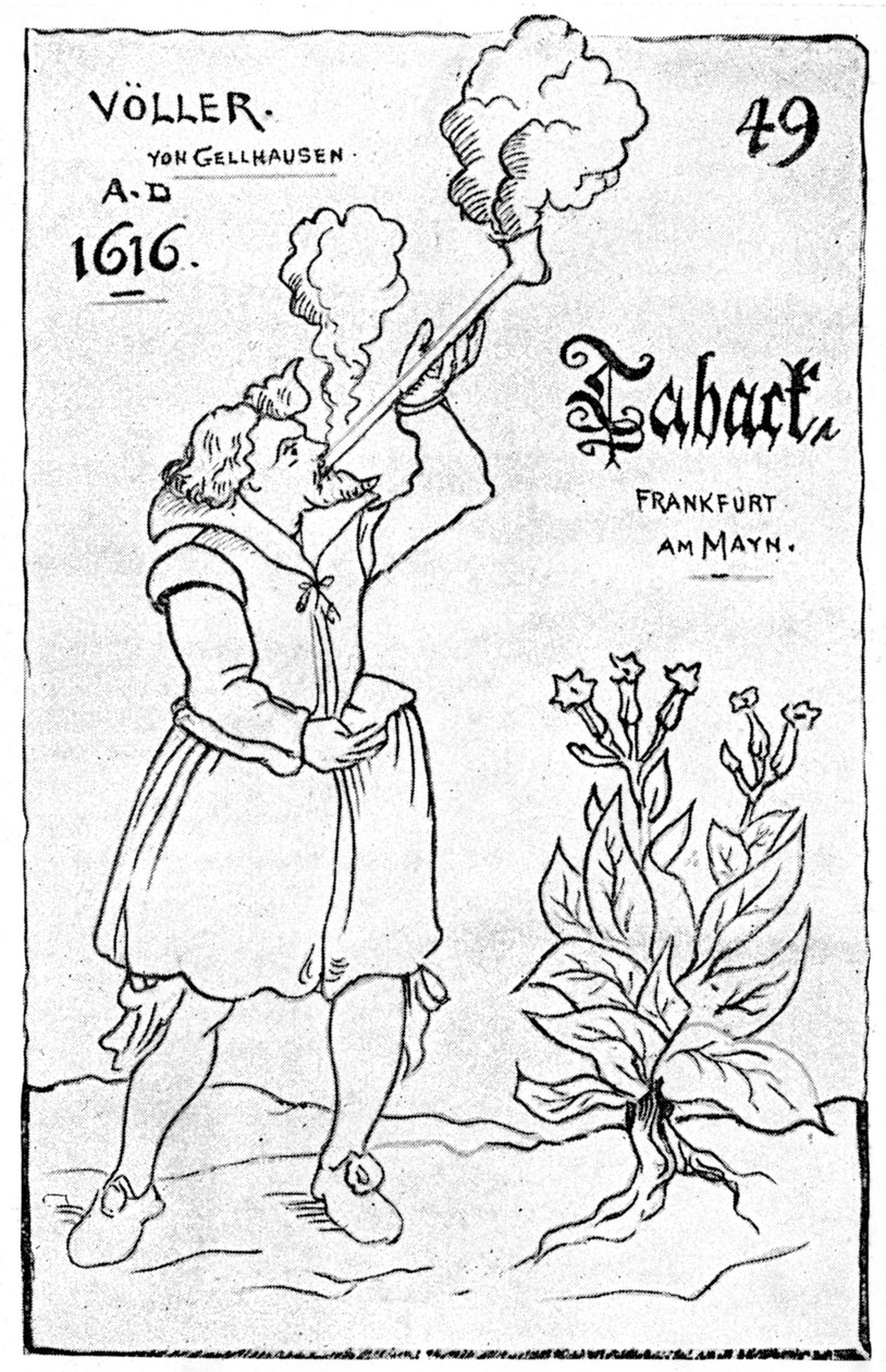 Uma das primeiras ilustrações do tabagismo, 1616 1890 de Unbekannt