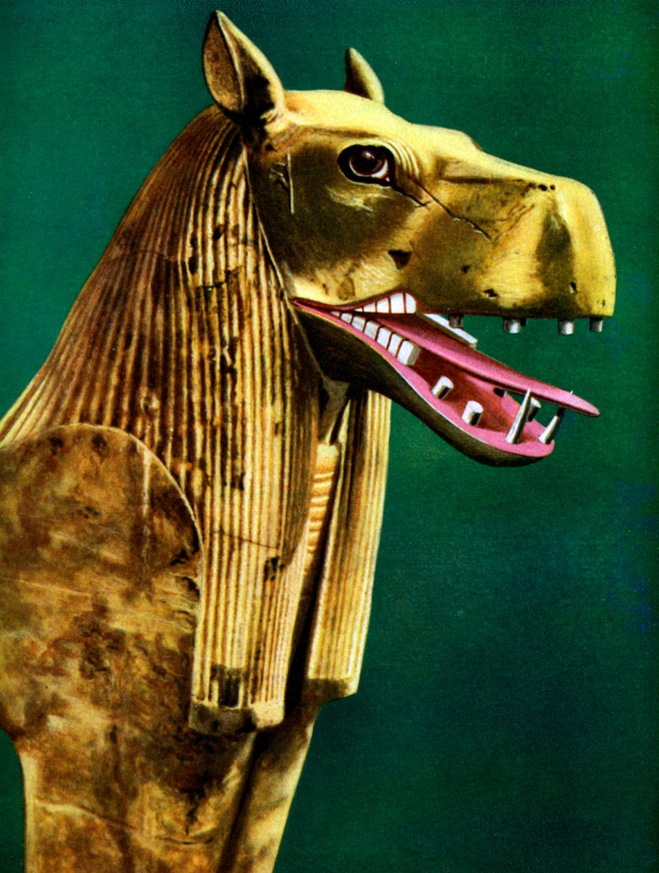 Um dos apoios gêmeos de um sofá cerimonial encontrado na tumba de Tutancâmon, Egito, 1933-1934 de Unbekannt