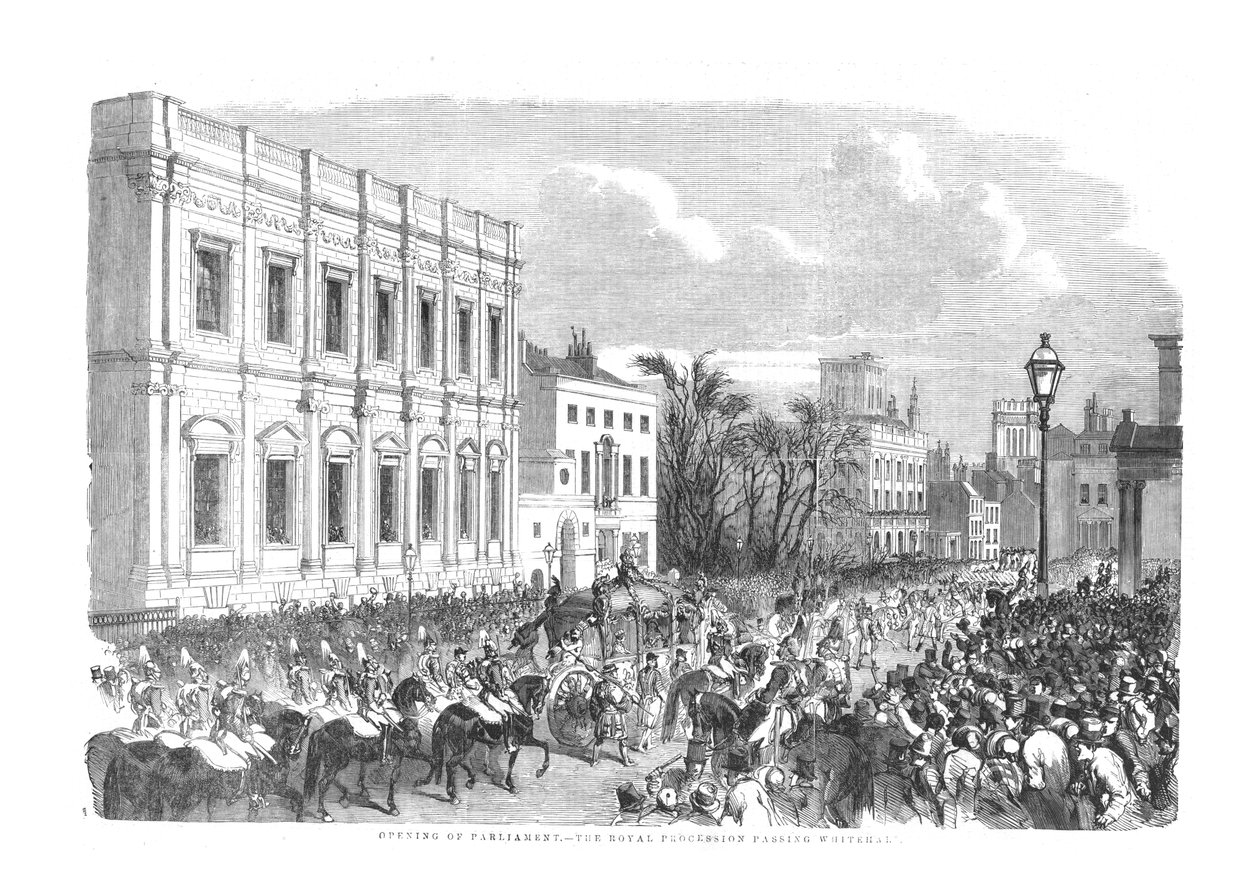 Abertura do Parlamento - A procissão real passando por Whitehall., 1854 de Unbekannt
