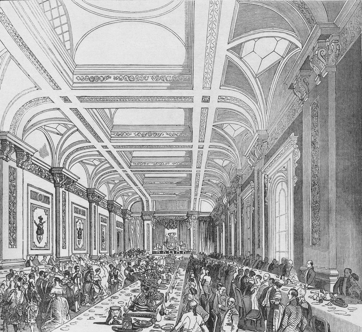 Abertura da Terceira Bolsa Real, 1844. Banquete na Sala de Assinaturas, 1928 de Unbekannt