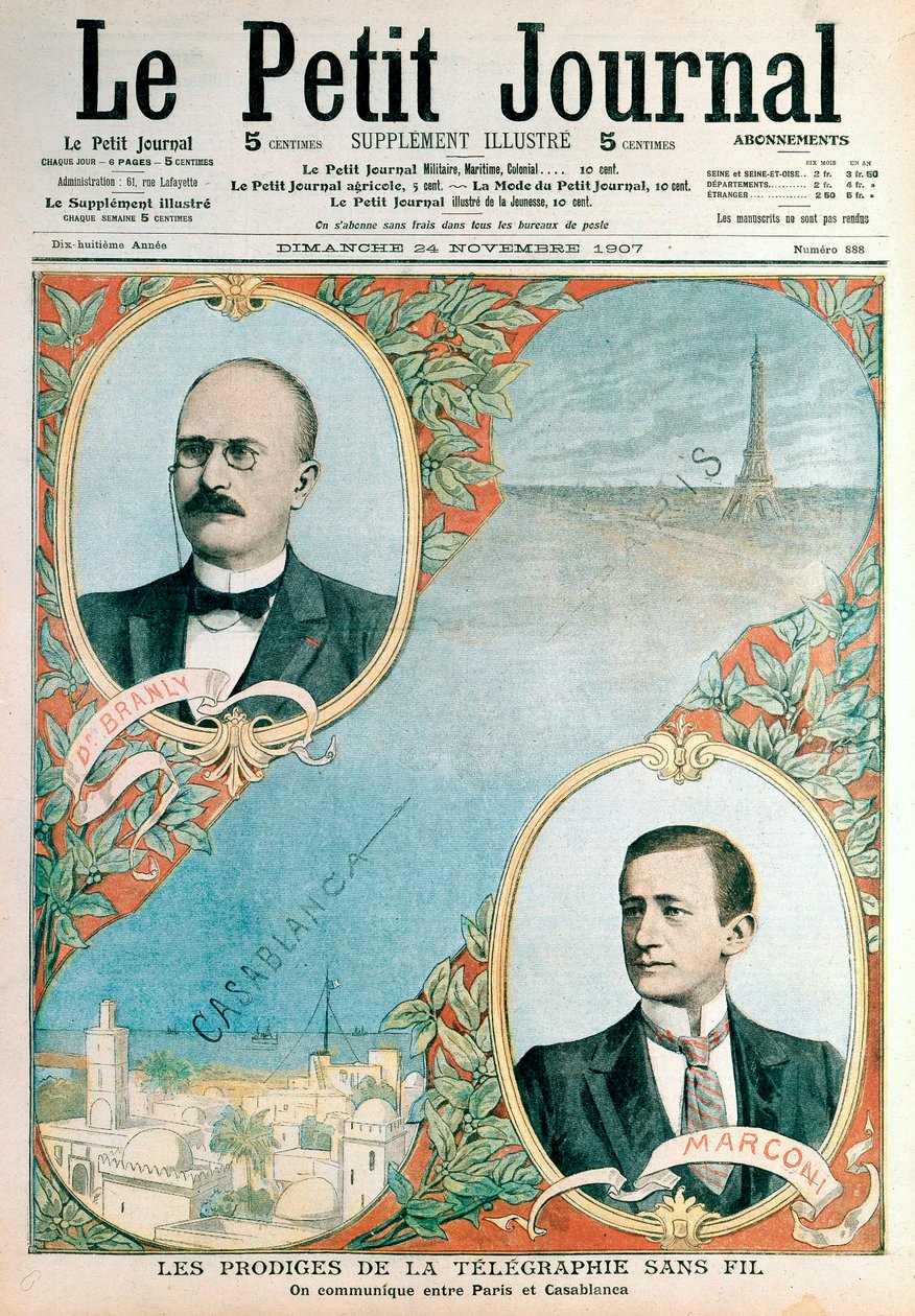Abertura do link telegráfico sem fio entre Paris e Casablanca, 1907 de Unbekannt