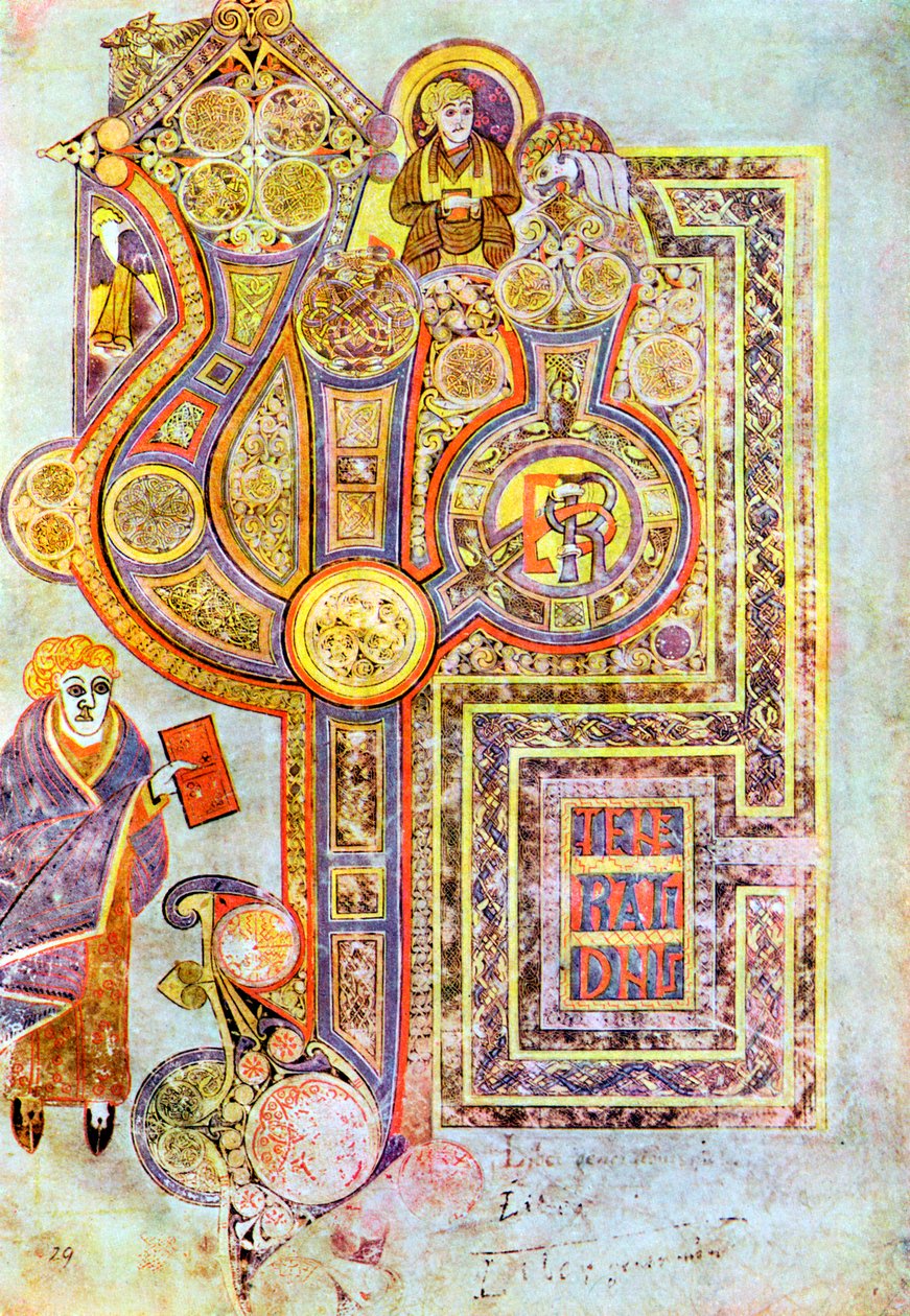 Palavras de abertura do Evangelho de São Mateus Liber Gerações, de The Book of Kells, c800 de Unbekannt