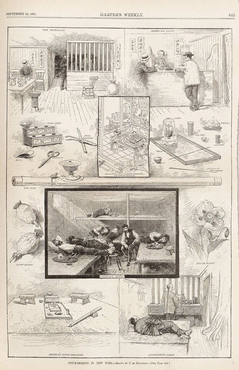Fumo de ópio em Nova York De Harpers Weekly, 24 de setembro de 1881, 1881 de Unbekannt