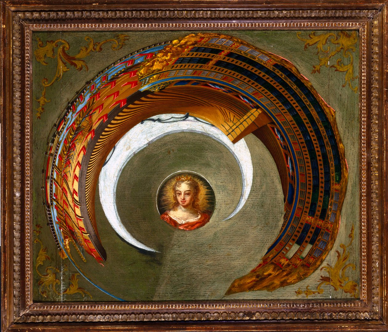 Ilusões Ópticas Pintura anamórfica de um navio, c 1744-1774 de Unbekannt