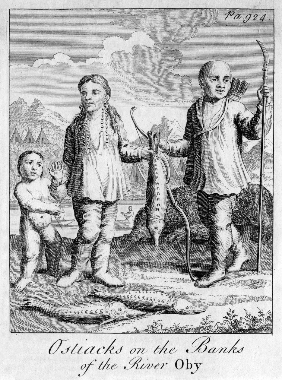 Ostiacks nas margens do rio Oby, c 1700 de Unbekannt