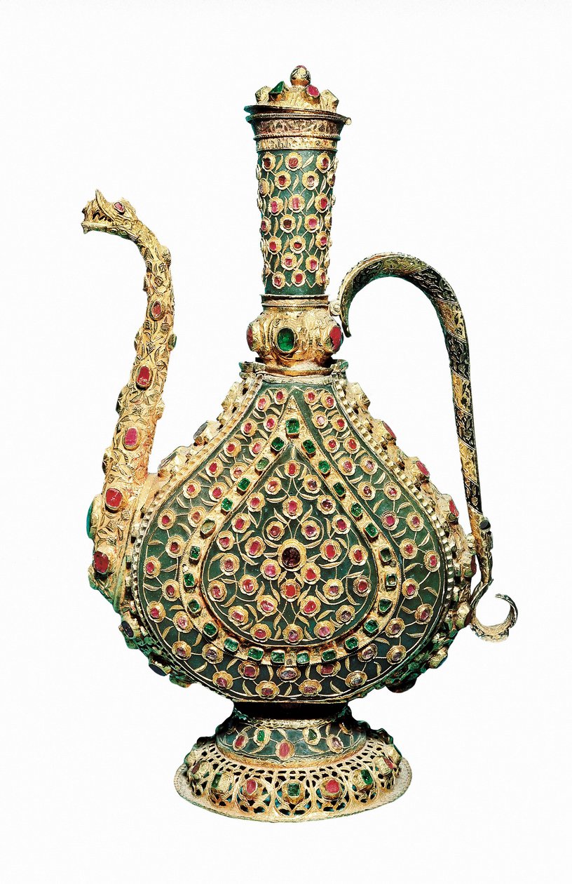 Arte otomana: jarro de ouro, incrustado com pedras preciosas. Ourivesaria do século XVII. de Unbekannt