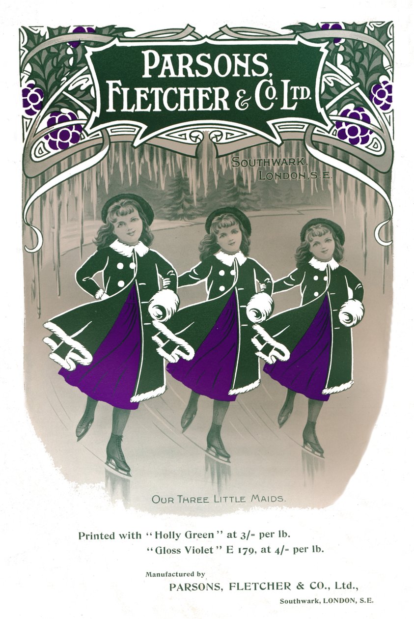 Nossas três empregadas domésticas pequenas - propaganda de Parsons, Fletcher & Co. Ltd, 1909. de Unbekannt
