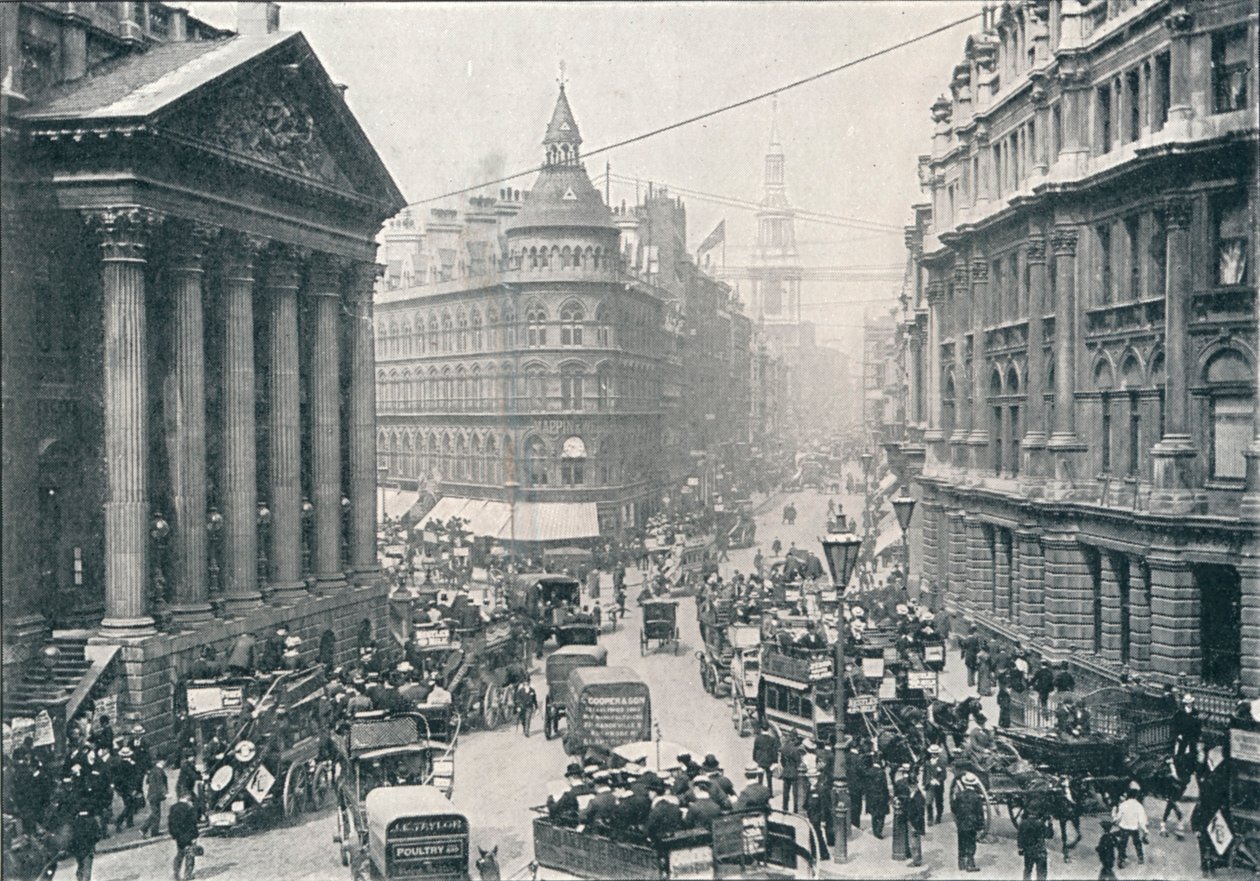 Fora da Mansion House, cidade de Londres, 9h, c1901 1901 de Unbekannt