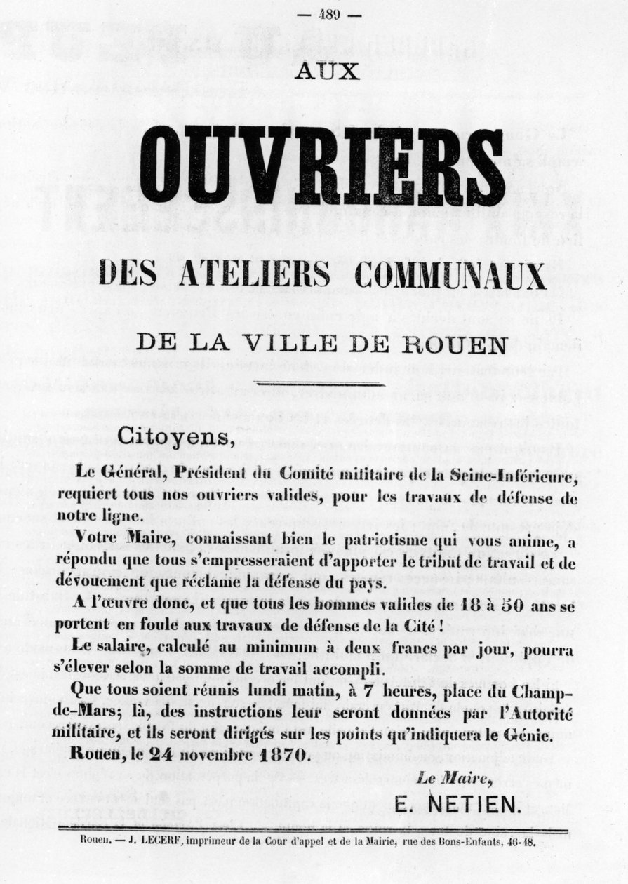 Ouvriers, dos pôsteres políticos franceses da Comuna de Paris, maio de 1871 de Unbekannt