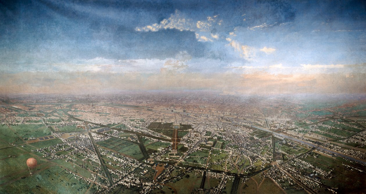 Vista geral de Paris, tirada do Observatório em um balão, 1855 de Unbekannt
