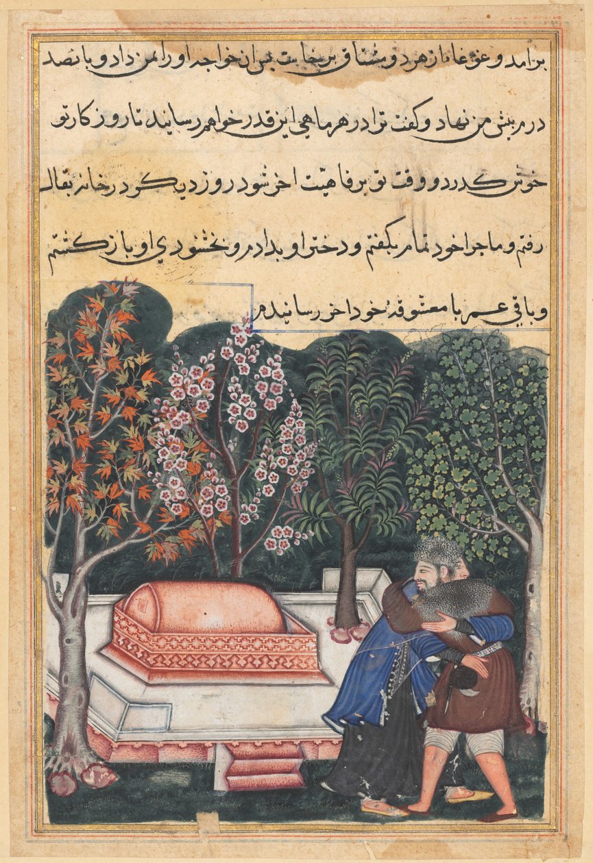 Página de Contos de um papagaio Tuti-nama: Quadragésima oitava noite: O jovem de Bagdá ..., c. 1560 de Unbekannt