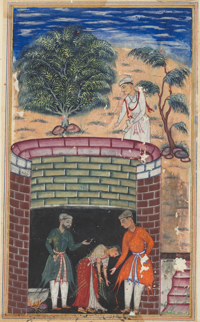 Página de Contos de um papagaio Tuti-nama: Sétima noite: A filha do rei ..., c. 1560 de Unbekannt