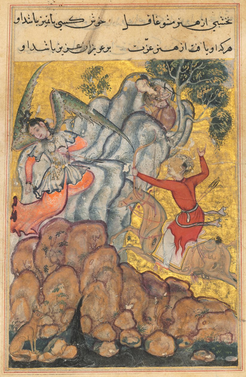 Página de Contos de um papagaio Tuti-nama: Trigésima quarta noite: O terceiro pretendente ..., c. 1560 de Unbekannt