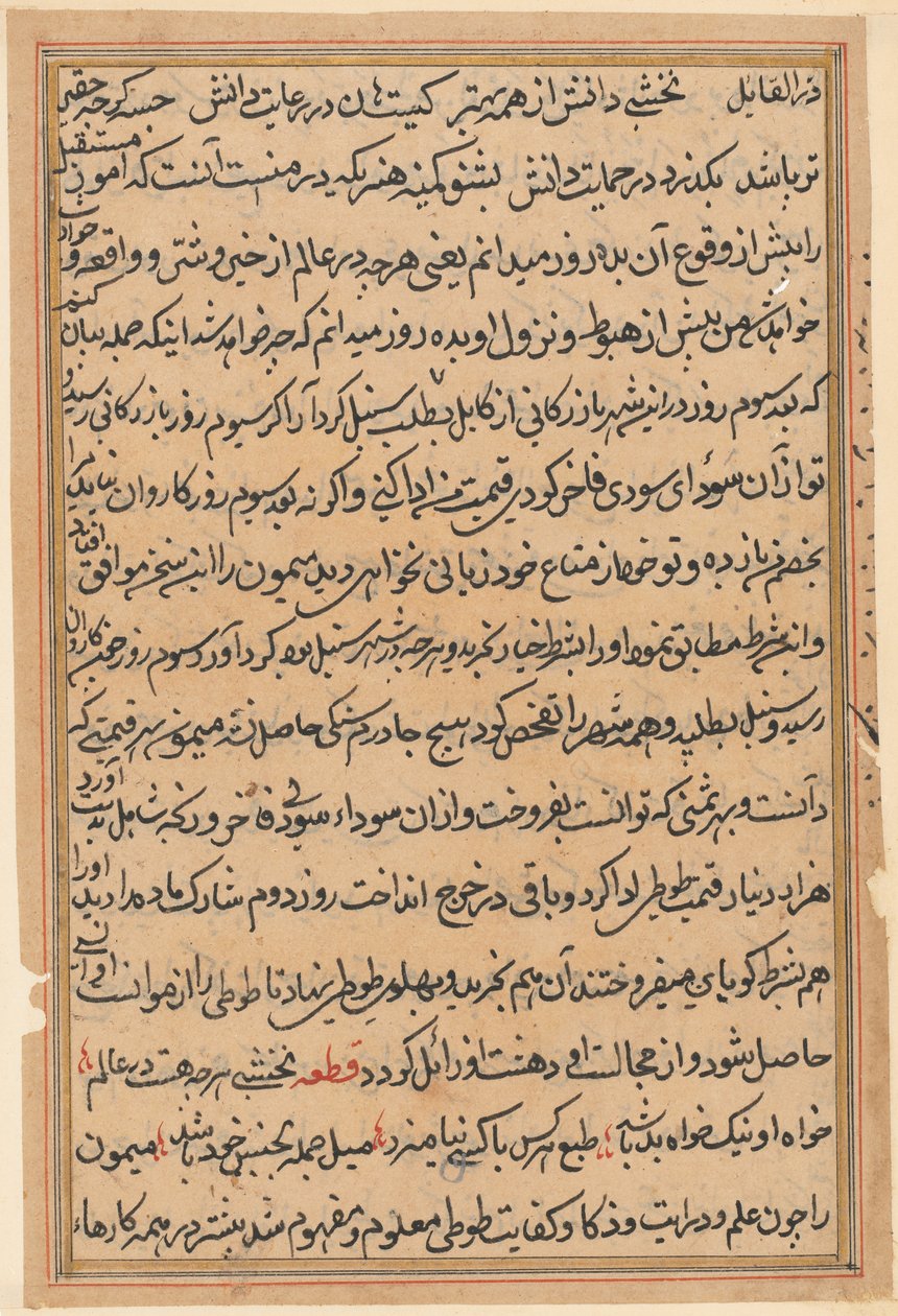 Página de Tales of a Parrot Nome: página de texto, c. 1560. de Unbekannt