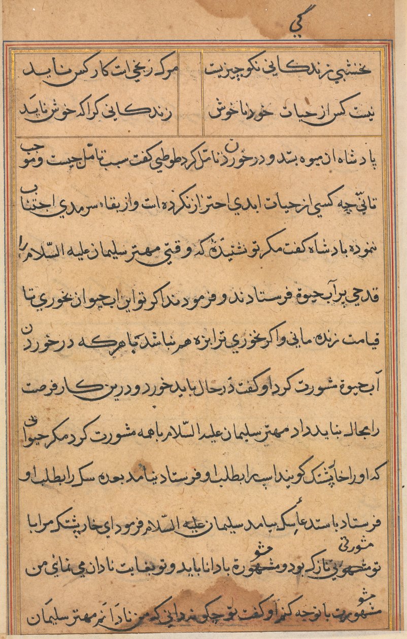 Página de Tales of a Parrot Nome: página de texto, c. 1560. de Unbekannt