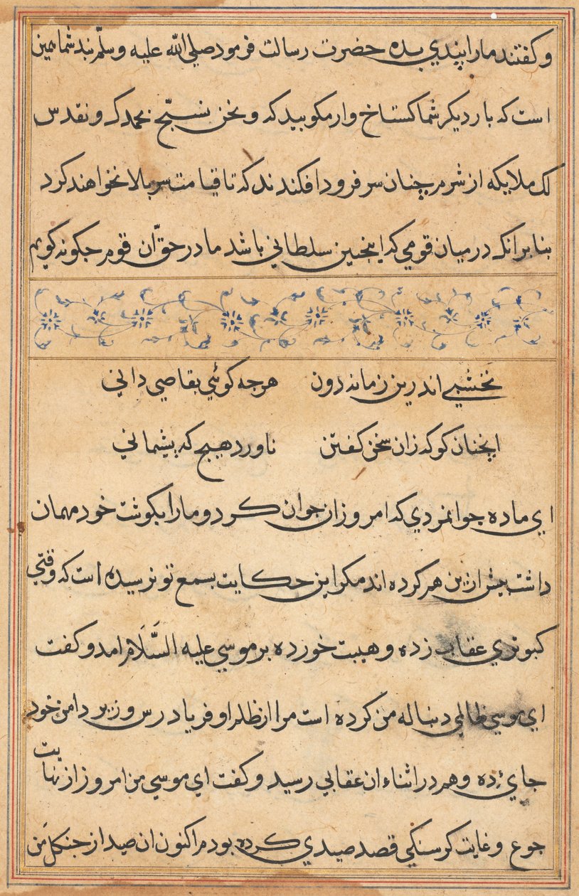 Página de Contos de um Papagaio Tuti-nama: página de texto, c. 1560. de Unbekannt
