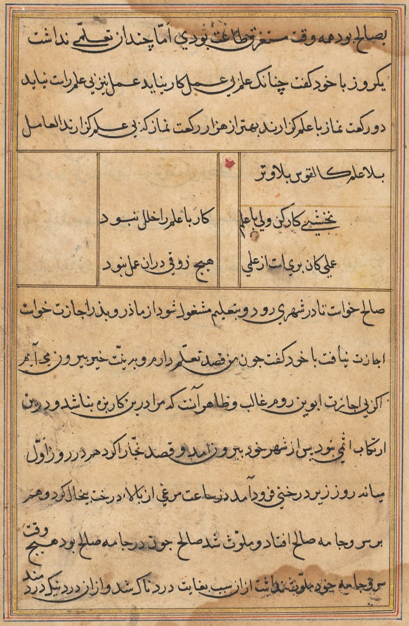 Página de Contos de um Papagaio Tuti-nama: página de texto, c. 1560. de Unbekannt