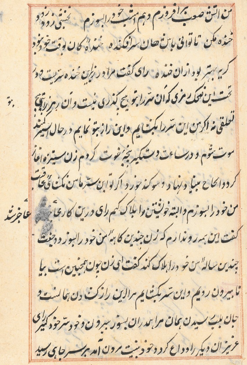 Página de Contos de um Papagaio Tuti-nama: página de texto, c. 1560. de Unbekannt